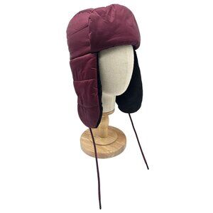 Lands End Trapper Hat Nylon Puffer Hood Ear Flaps Velvet Lining Winter Women's